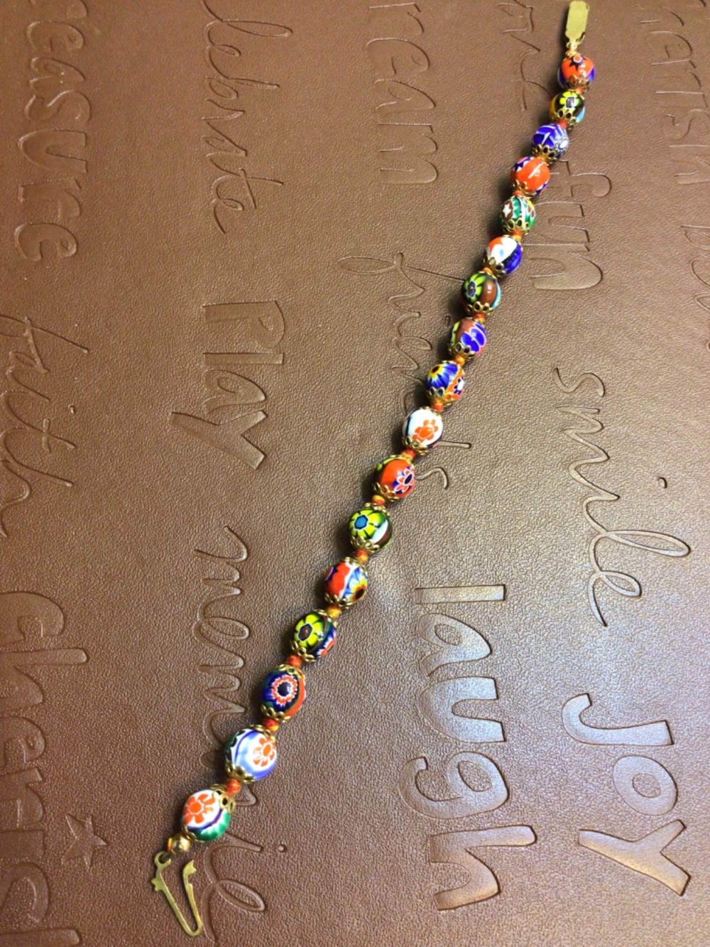 Vintage Multi-Colored Venetian Murano Millefiori Glass Beads Bracelet - Picture 11 of 14